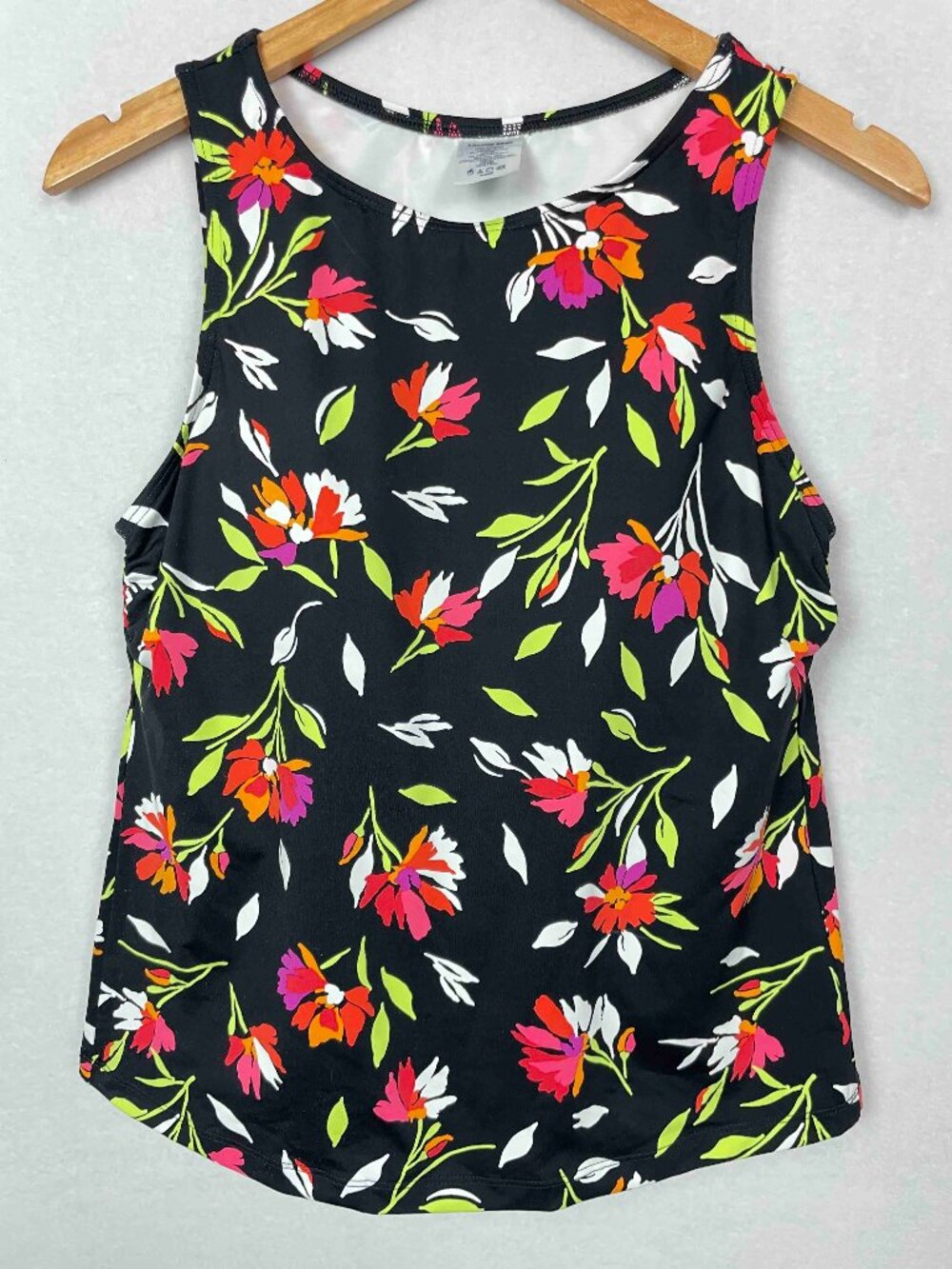 Lands' End High Neck Floral Tankini Swim Top Womens Size 12